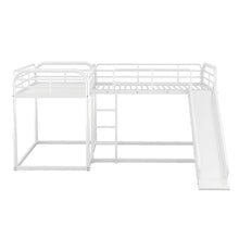 Load image into Gallery viewer, Full and Twin Size L-Shaped Bunk Bed with Slide and Short Ladder, White
