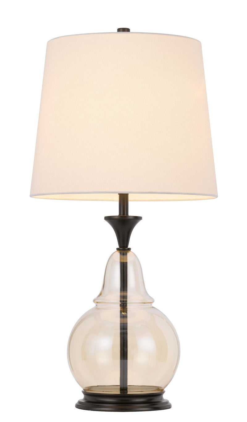 Metal Table Lamp With Empire Shade - Clear White