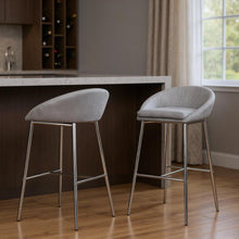Load image into Gallery viewer, 30" Metal Low Back Bar Chairs (Set of 2) - Gray And Silver
