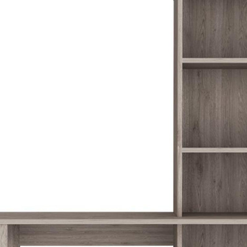 Wood Pedestal Computer Desk - Light Gray