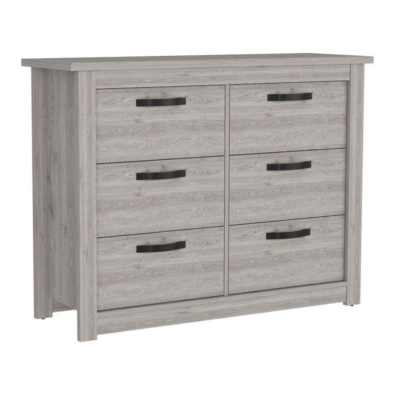 47" Six Drawer Double Dresser - Light Gray