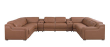 Load image into Gallery viewer, Italian Leather Power Reclining U Shaped 10 Piece Corner Sectional With Console - Chestnut
