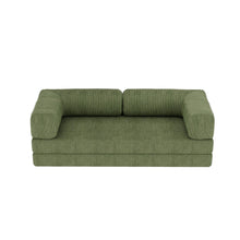Load image into Gallery viewer, Corduroy Convertible Futon Sleeper Sofa - Green
