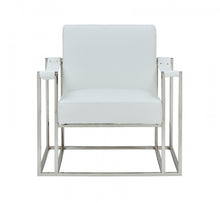 Load image into Gallery viewer, Stylish Leatherette And Steel Chair - White
