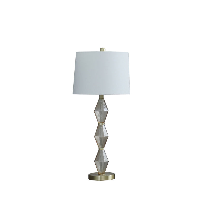 Geo Glass Table Lamp With Shade - Brushed Gold