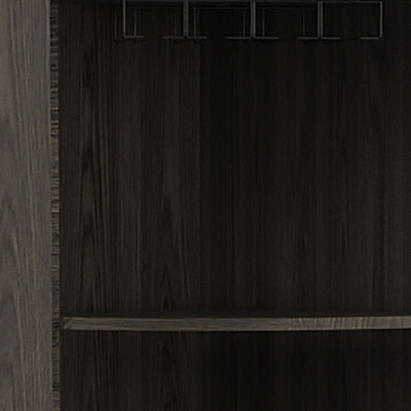 71" Wood Corner Bar Cabinet With Two Doors - Dark Brown