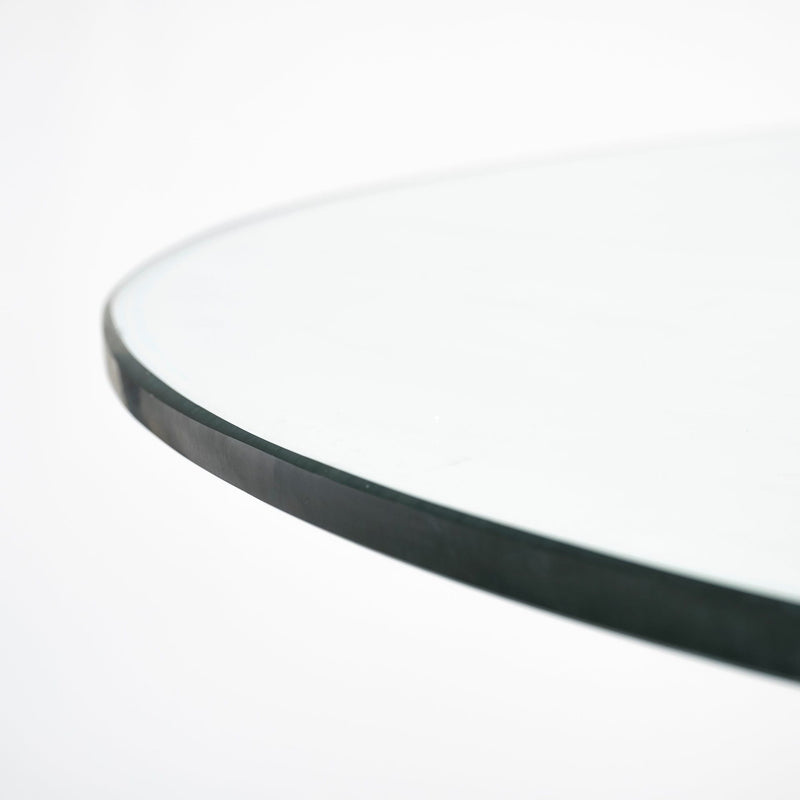 60" Rounded Glass And Solid Manufactured Wood Pedestal Base Dining Table - Brown