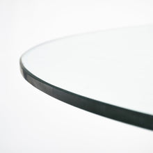 Load image into Gallery viewer, 60" Rounded Glass And Solid Manufactured Wood Pedestal Base Dining Table - Brown
