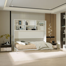 Load image into Gallery viewer, Mordern Design Twin Size Horizontal Murphy Bed With Shelf Storage For Bedroom Or Guestroom Wall Bed Space Saving Hidden Bed With New Style Gas Struts - White
