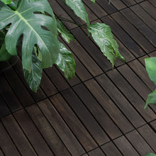 Load image into Gallery viewer, Acacia Hardwood Interlocking Deck Tiles, Striped Pattern
