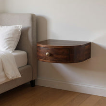 Load image into Gallery viewer, 16" Solid Wood One Drawer Half Moon Floating Nightstand - Walnut
