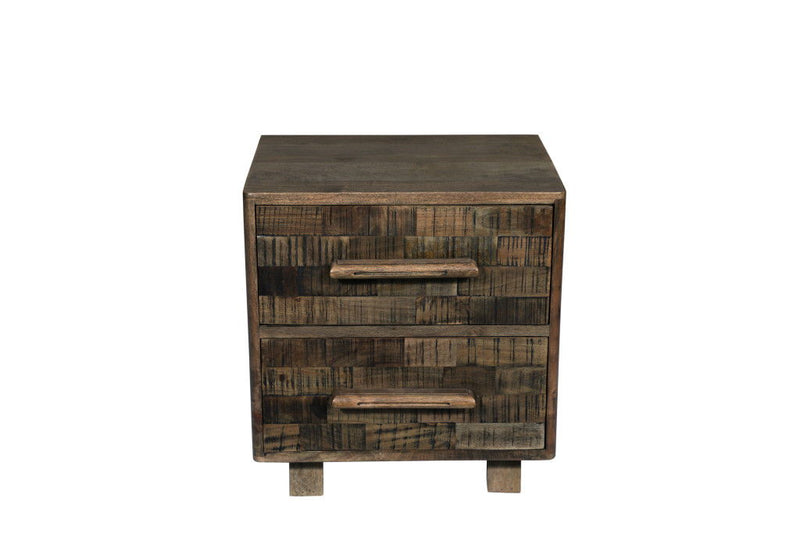 26" Solid Wood Two Drawer Nightstand - Brown