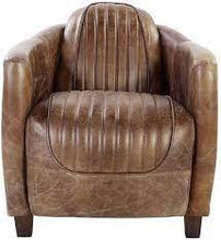Load image into Gallery viewer, Faux Leather Distressed Barrel Chair - Brown
