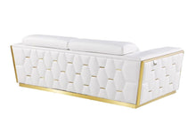 Load image into Gallery viewer, Leather Upholstered Sofa - White / Silver
