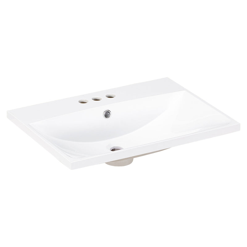 Bathroom Vanity Top, Rectangular Undermount Sink With 3 Faucet Holes, 4" Centerset Compatible - White
