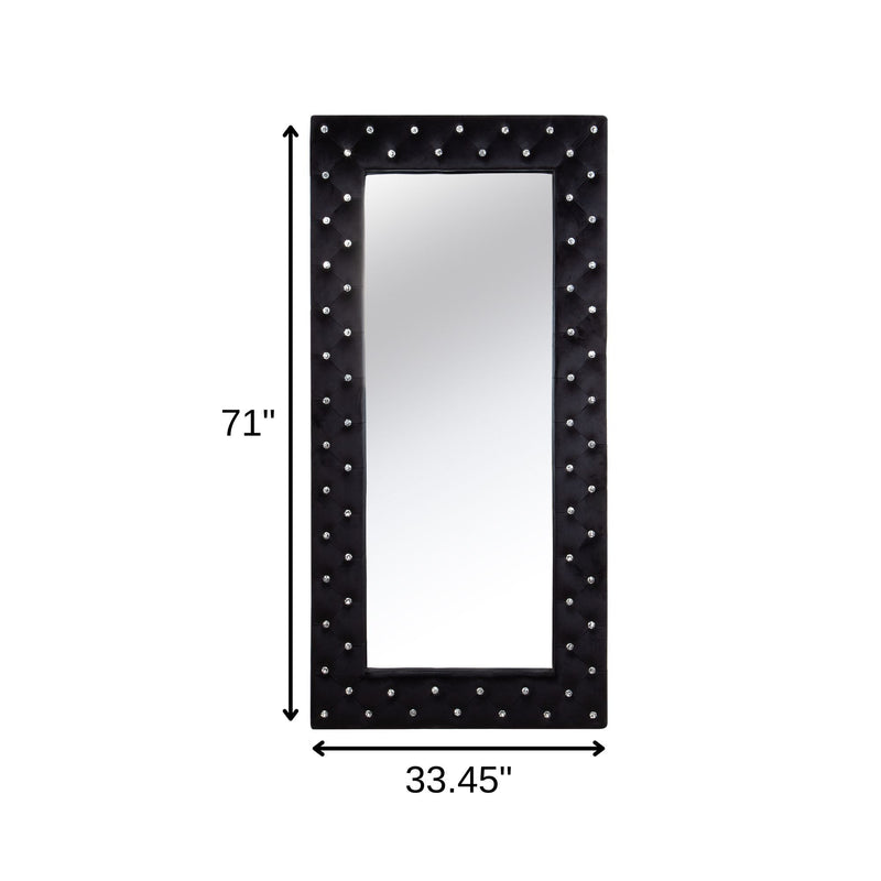 71" Wood And Faux Crystal Framed Freestanding And Wall Mount Standing Mirror - Black