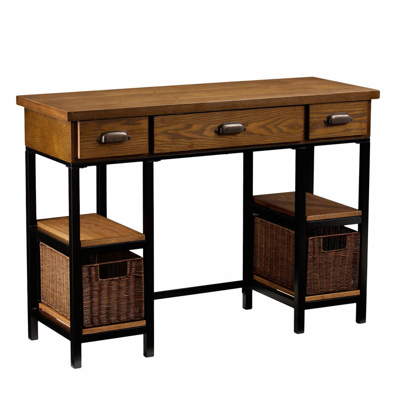 Writing Desk With Three Drawers - Gray / Black