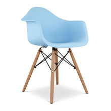 Load image into Gallery viewer, Heavy Duty Plastic Solid Wood Dining Arm Chair - Blue
