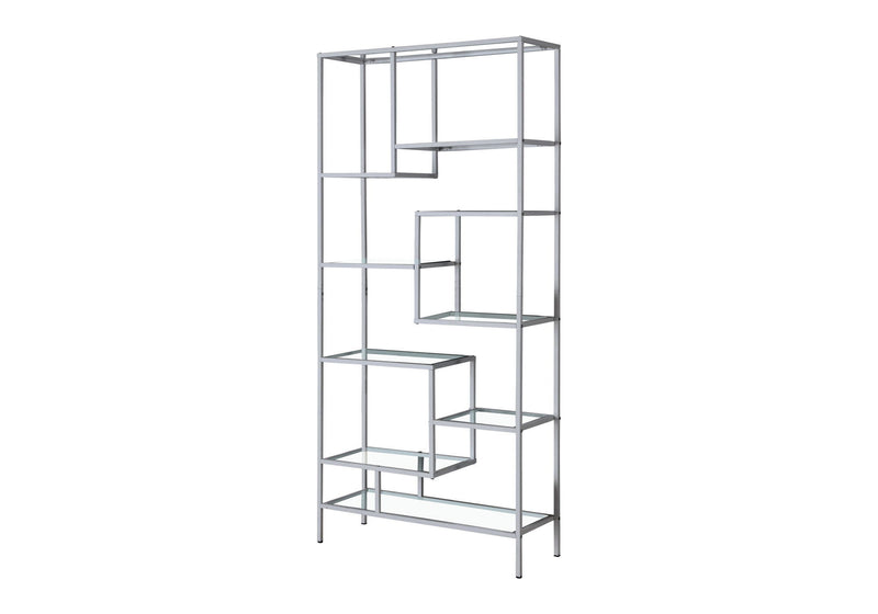 Nine Tier Etagere Bookcase - Silver / Clear