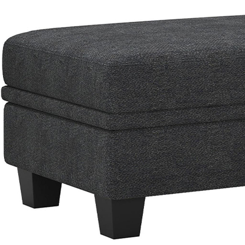 46" Chenille Storage Ottoman - Gray / Black