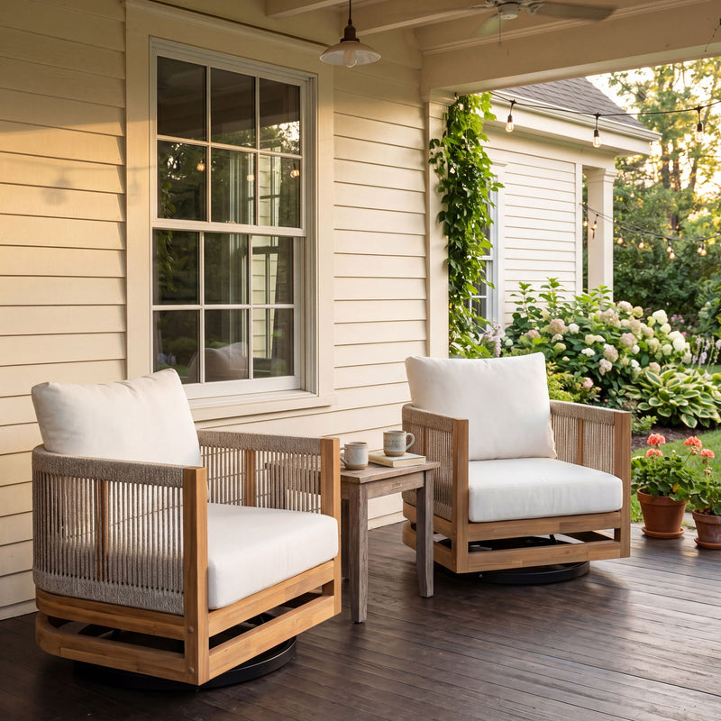 Outdoor Swivel Base Chair & Cushions