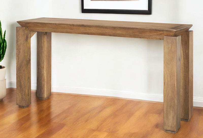 60" Solid Wood Console Table - Brown