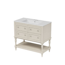 Load image into Gallery viewer, Bathroom Vanity With Medicine Cabinet, Storage Cabinet With 4 Drawers, Adjustable Shelf Mirror
