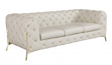 Load image into Gallery viewer, Italian Leather Sofa Silver Legs - Beige
