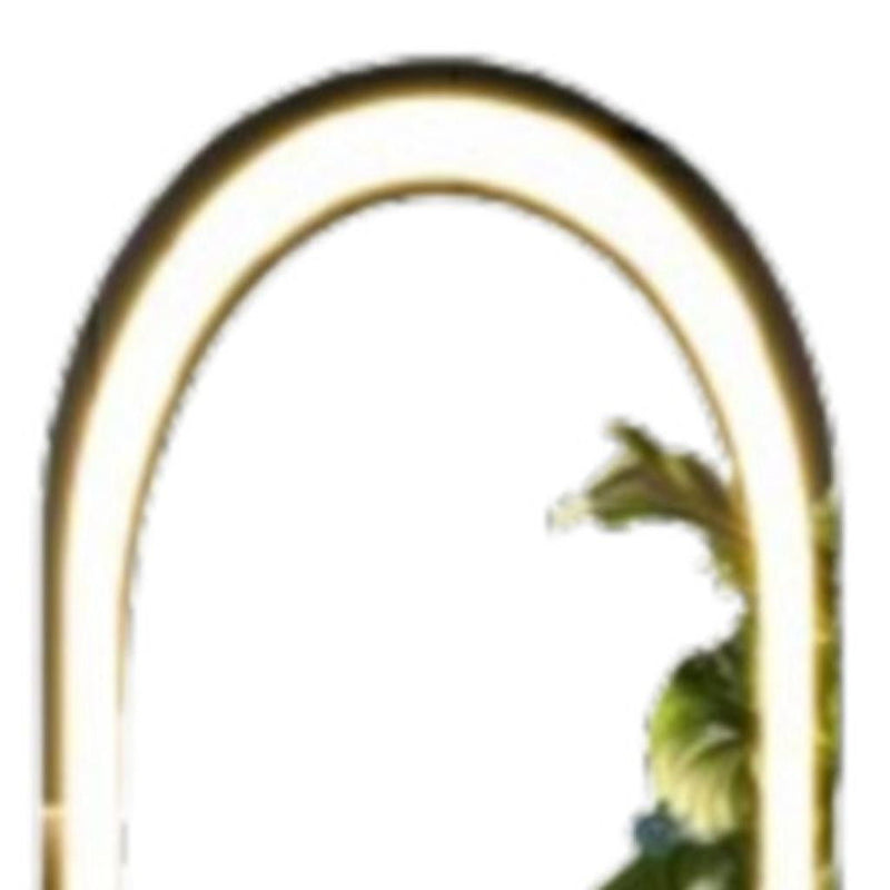 63" Glass Arch Lighted Wall Mounted And Freestanding Framed Full Length Mirror - Silver