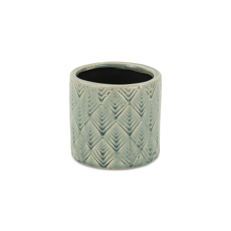 Geometric Round Pot Planter (487452) - Green