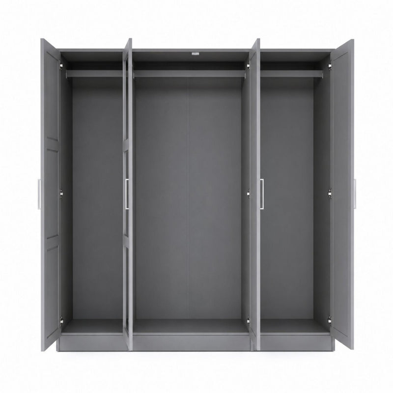 Solid Wood Mirrored Four Door Combo Dresser (763748) - Gray