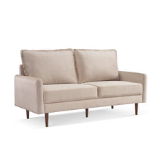 Load image into Gallery viewer, Velvet Sofa With Dark Brown Legs - Beige
