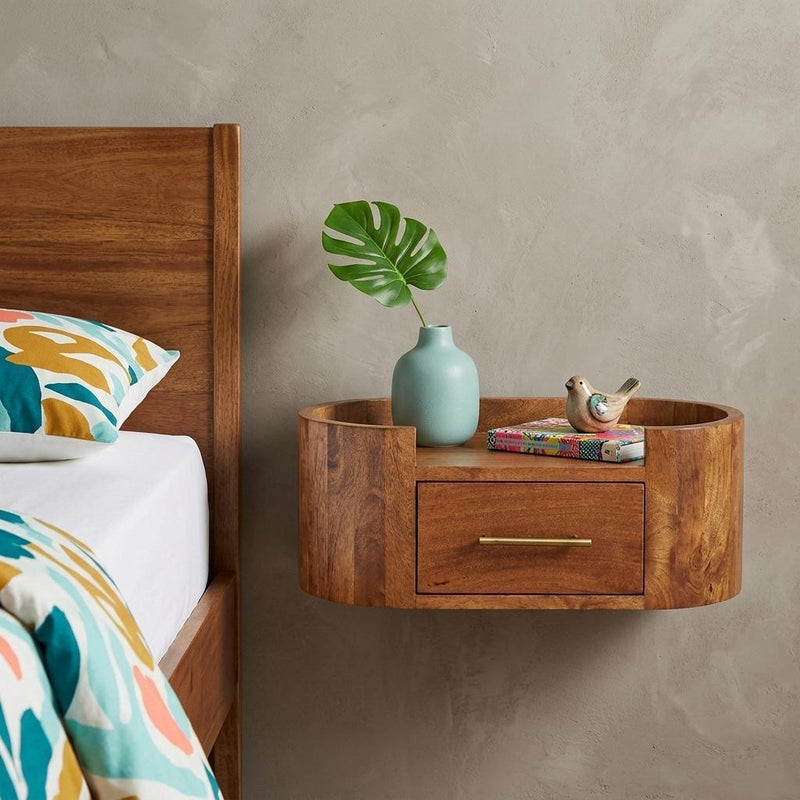Solid Wood One Drawer Floating Nightstand (755324) - Brown