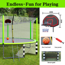 Load image into Gallery viewer, 16Ft Trampoline With Basketball Hoop Pump And Ladder (Inner Safety Enclosure) With Soccer Goal
