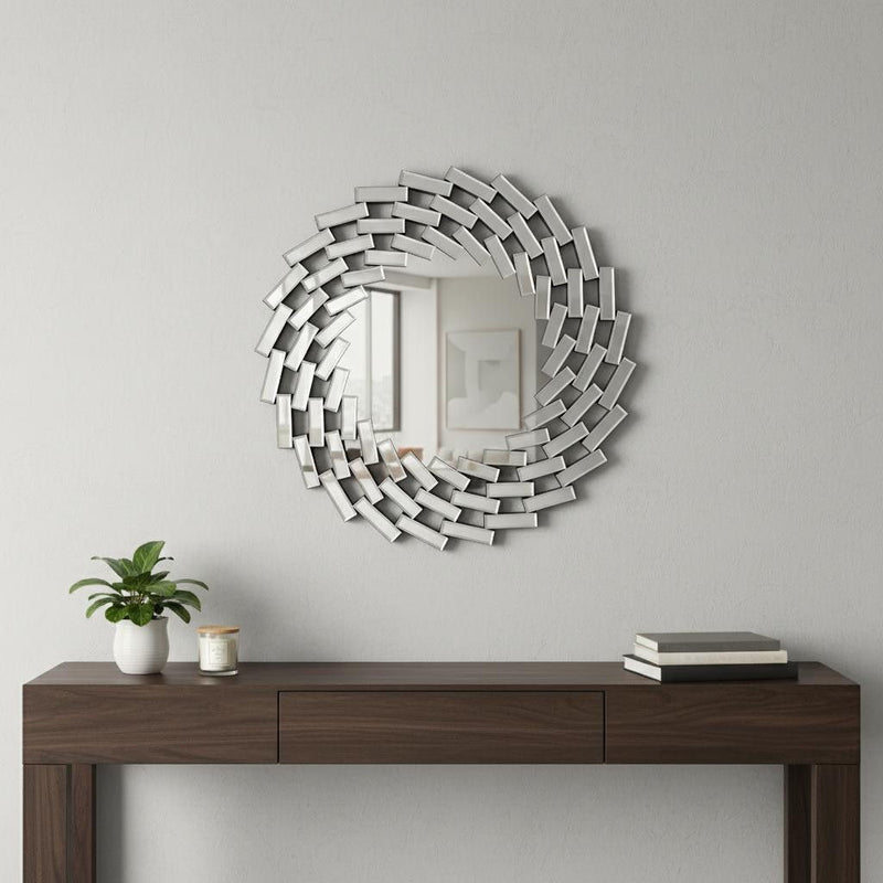 20" Round Sunburst Frameless Accent Mirror - Silver