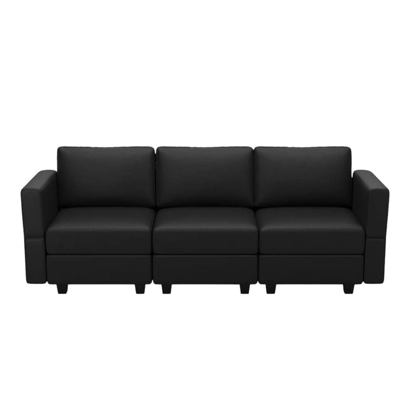 Faux Leather Modular Sofa And Storage - Black