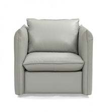 Load image into Gallery viewer, Genuine Leather Swivel Accent Chair - Gray And Silver
