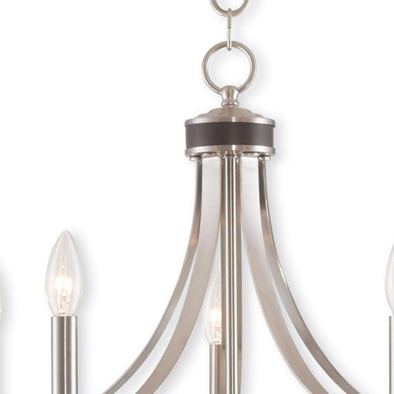 27'' Five Light Dimmable Chandelier With Shades - Nickel
