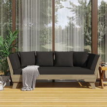 Load image into Gallery viewer, Outdoor Patio Daybed Sofa, 3 Seat Sofa With Foldable Arm 4 Back Pillows
