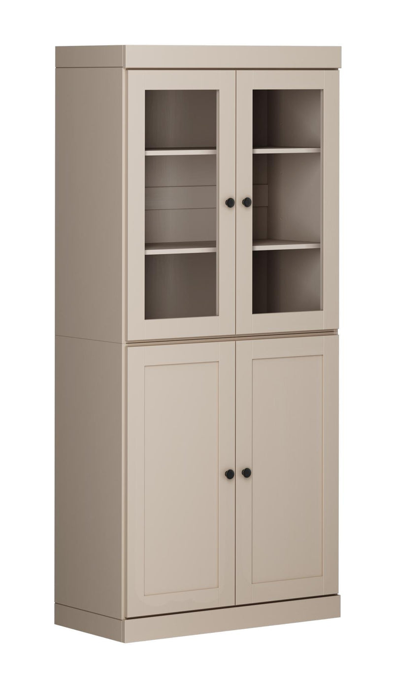 Solid Wood Adjustable Six Tier Library Bookcase With Four Doors (751526) - Beige