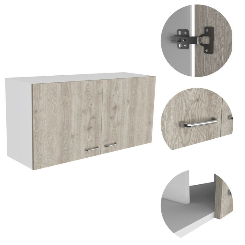 Wood Wall Mounted Accent Cabinet With Two Doors - Oak