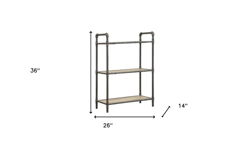 Antique Sandy Three Tier Standard Bookcase - Oak / Sand / Gray