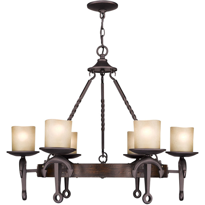 Six Light Resin Dimmable Chandelier With Shades - Bronze
