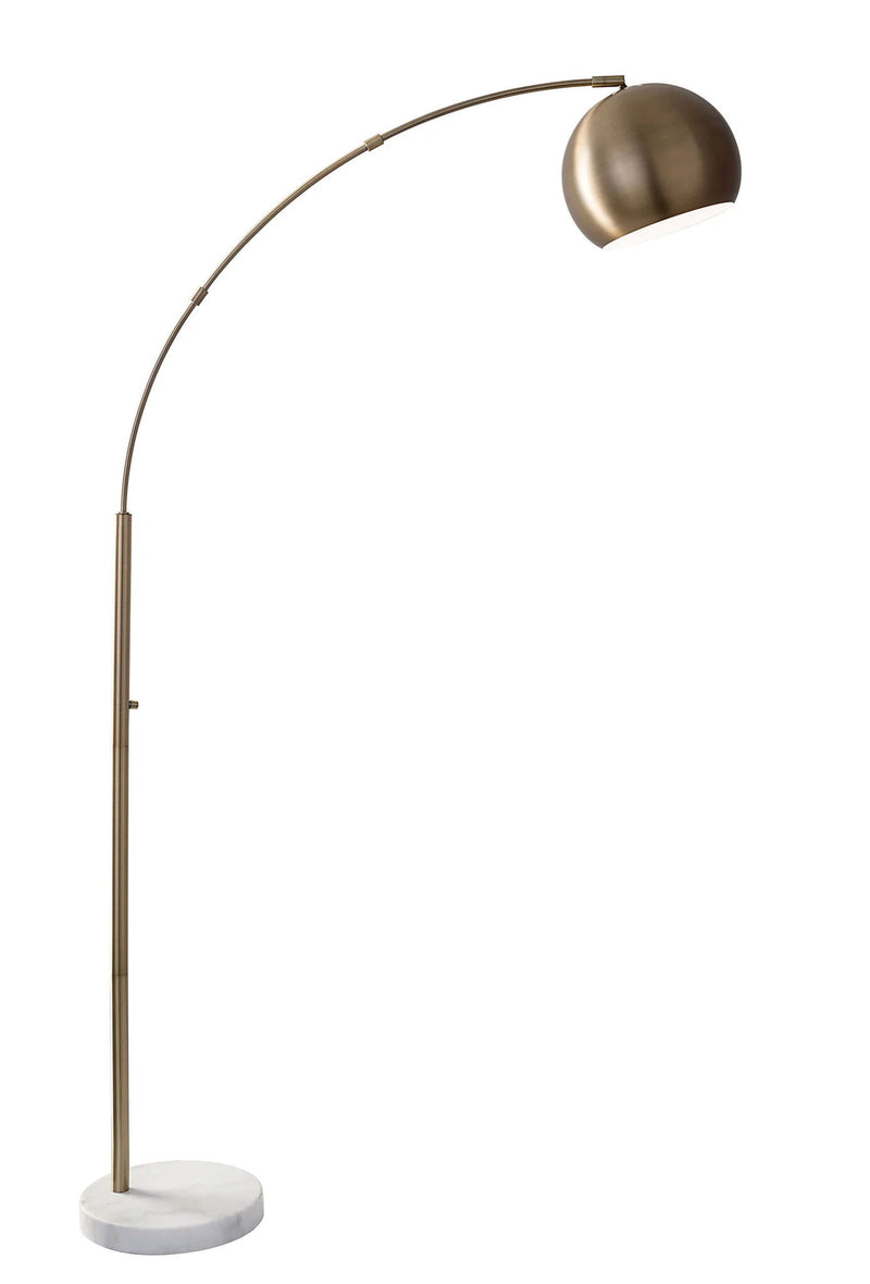 Arc Floor Lamp With Brass Solid Color Bowl Shade - Brass