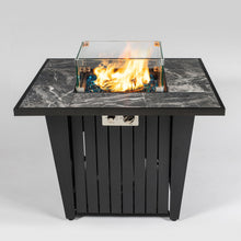 Load image into Gallery viewer, Morden Steel Fire Pit Table With Marble Tile Tabletop, Glass Wind Guard And Lid
