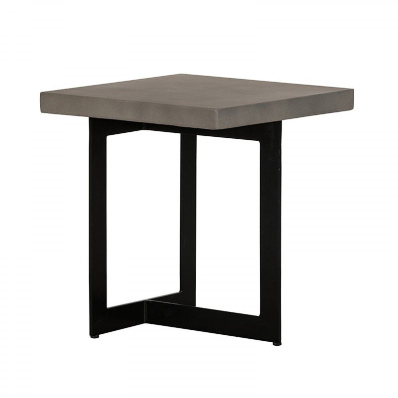 Asymmetric Metal And Concrete End Table - Gray