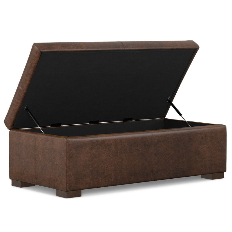 48" Upholstery Storage Ottoman - Walnut / Brown