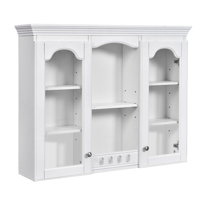 Wall-Mounted Medicine Cabinet With 2 Glass Doors, Adjustable Shelves - White