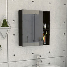Load image into Gallery viewer, Wood Floating Single Door Bathroom Vanity Medicine Cabinet With Mirror - Black
