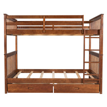 Load image into Gallery viewer, Full-Over-Full Bunk Bed with Ladders and Two Storage Drawers (Walnut)(OLD SKU:LT000365AAD)
